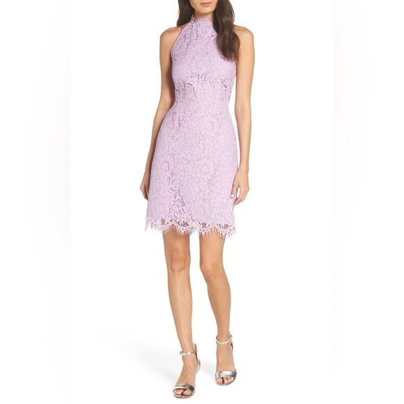 BB Dakota Cara High Neck Lace Cocktail Dress Lavender, size 2 - Picture 1 of 3